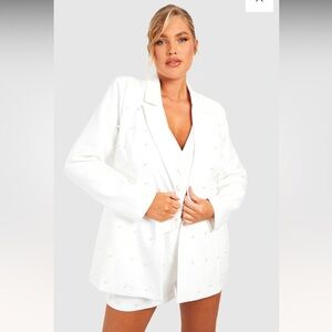 Bridal pearl detail blazer / shorts set